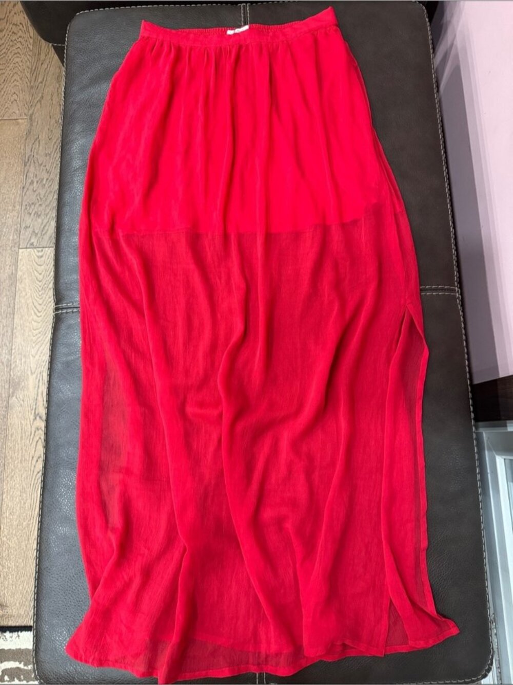 Mango Bright Red Sheer Maxi Skirt